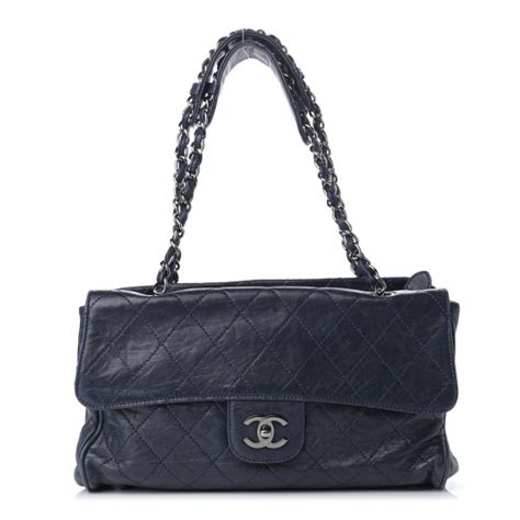 CHANEL Lambskin Quilted Ritz Flap Bag Navy 